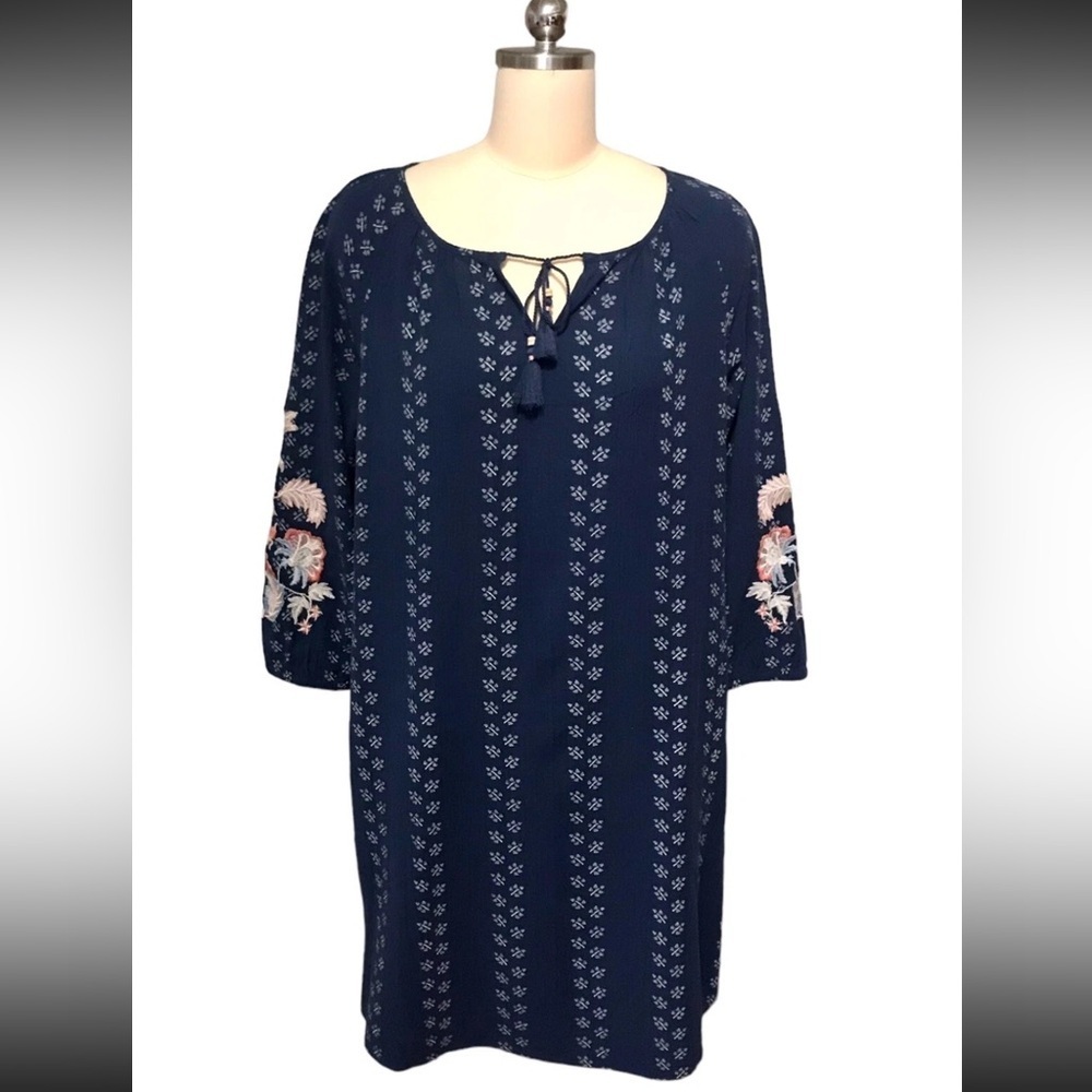 J. Jill Blue Embroidered Tunic Dress Women’s Medium